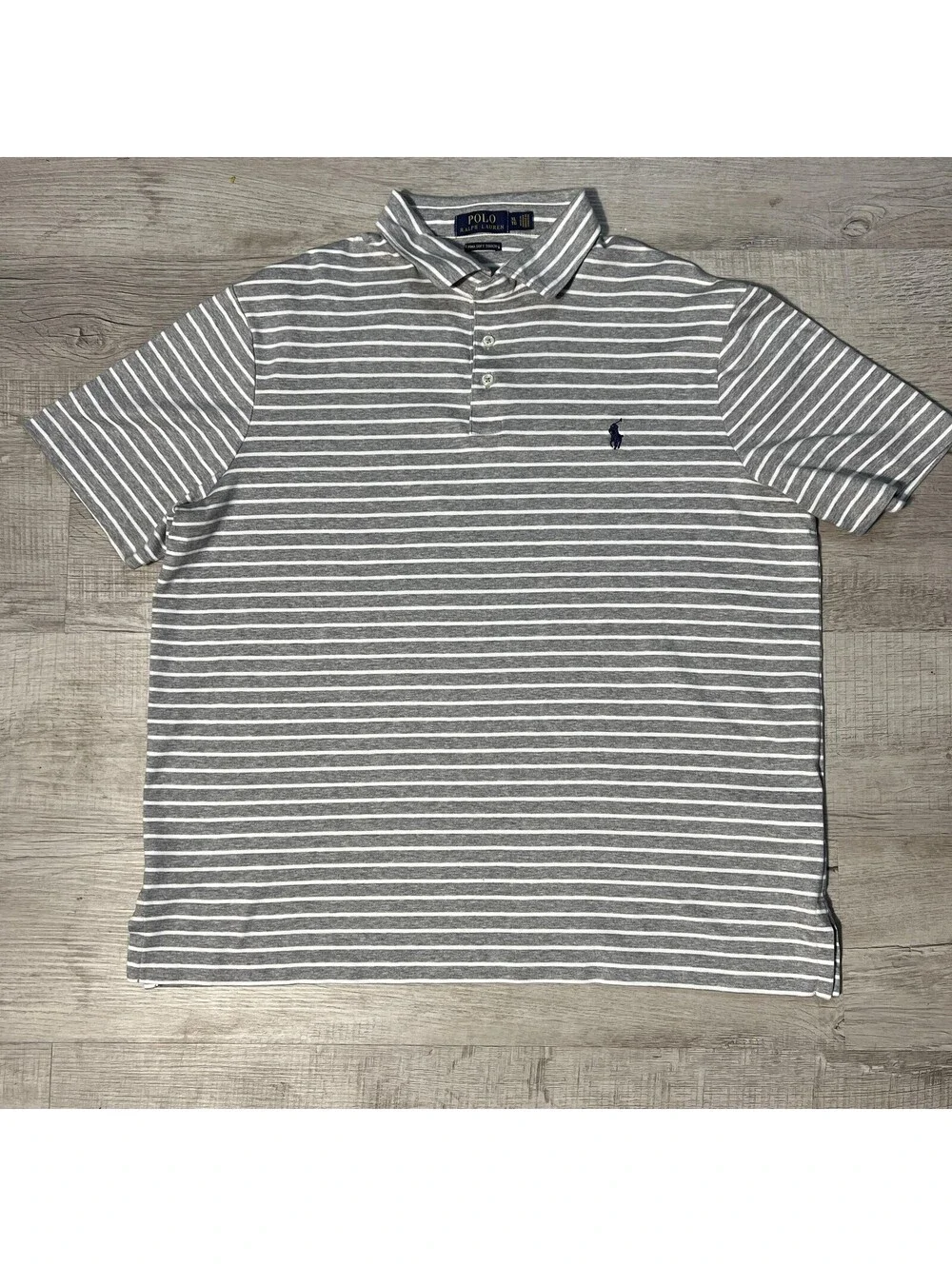 Polo Ralph Lauren Polo Shirt Mens XL Gray White Stripe Pima
